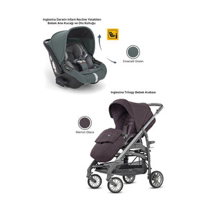 Inglesina Trilogy Tek El Katlanır Bebek Arabası + Darwin Recline Yatabilen Ana Kucağı - Emerald Green
