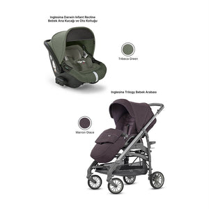 Inglesina Trilogy Tek El Katlanır Bebek Arabası + Darwin Recline Yatabilen Ana Kucağı - Tribeca