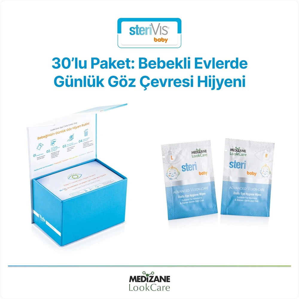 Medizane LookCare SteriVIS Baby Hassas Göz Temizleme Mendili 30lu