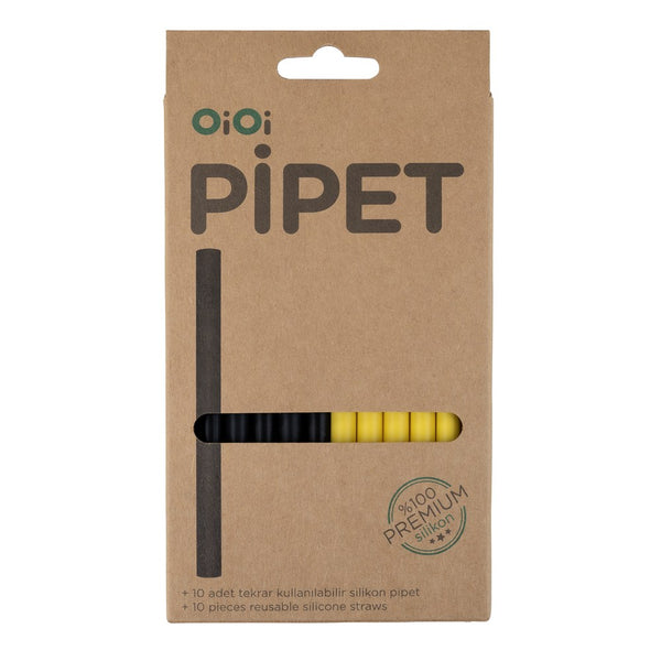 OiOi Silikon Pipet 10'lu - Siyah/Sarı - Siyah Sarı