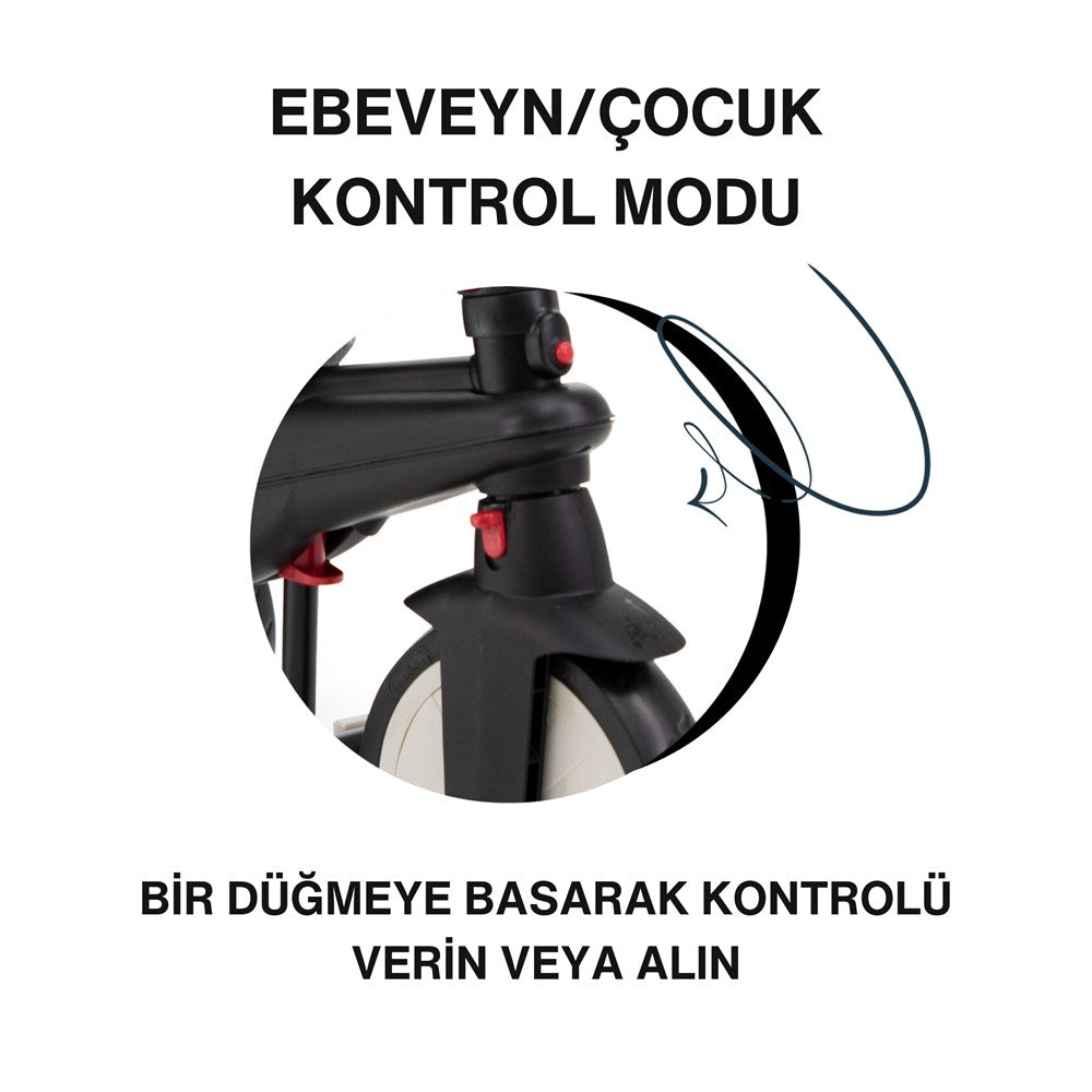 SmarTrike STR3 Plus 5’i 1 Arada Modüler Katlanabilir Bebek Arabası ve Üç Tekerlekli Bebek Bisikleti - Black