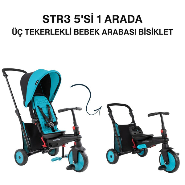 SmarTrike STR3 Plus 5’i 1 Arada Modüler Katlanabilir Bebek Arabası ve Üç Tekerlekli Bebek Bisikleti - Blue
