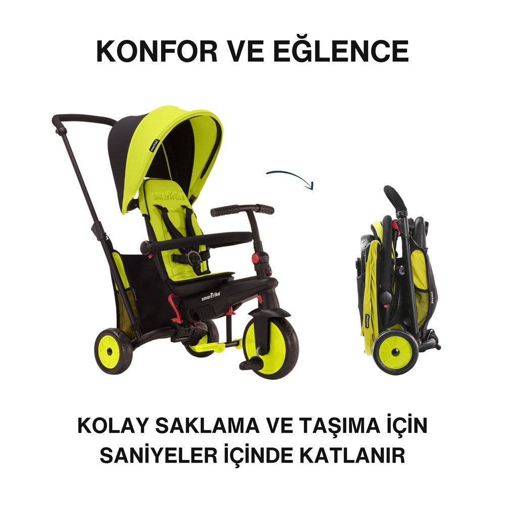 SmarTrike STR3 Plus 5’i 1 Arada Modüler Katlanabilir Bebek Arabası ve Üç Tekerlekli Bebek Bisikleti - Green