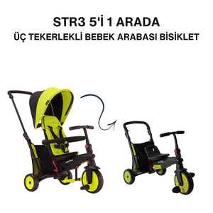 SmarTrike STR3 Plus 5’i 1 Arada Modüler Katlanabilir Bebek Arabası ve Üç Tekerlekli Bebek Bisikleti - Green