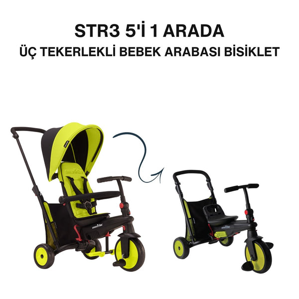 SmarTrike STR3 Plus 5’i 1 Arada Modüler Katlanabilir Bebek Arabası ve Üç Tekerlekli Bebek Bisikleti - Green