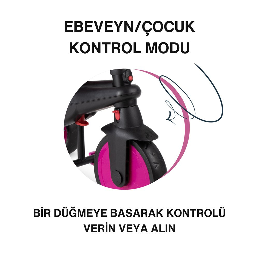 SmarTrike STR3 Plus 5’i 1 Arada Modüler Katlanabilir Bebek Arabası ve Üç Tekerlekli Bebek Bisikleti - Pink