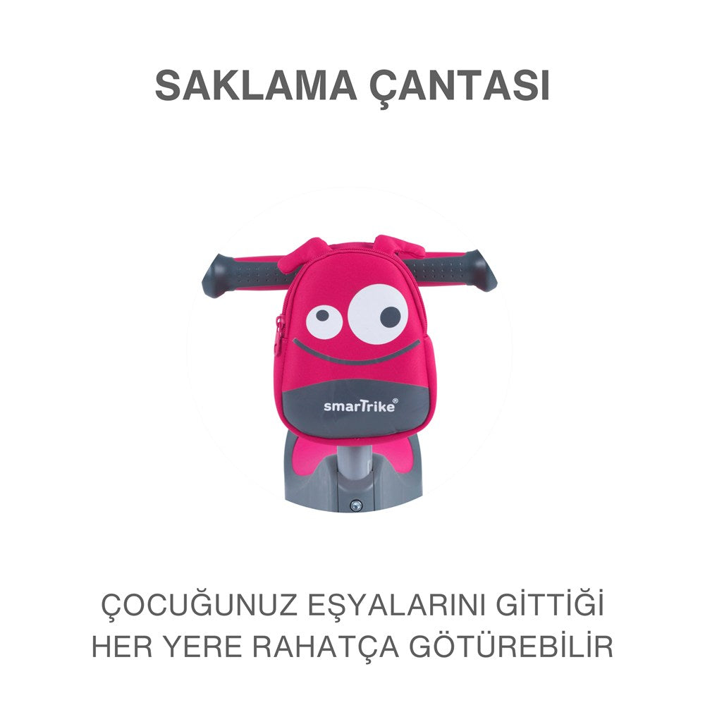 SmarTrike T1 3’ü 1 Arada Oturaklı ve Çantalı Çocuk Scooterı (15 Ay - 5 Yaş) - Pink