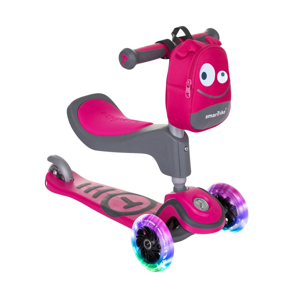 SmarTrike T1 3’ü 1 Arada Oturaklı ve Çantalı Çocuk Scooterı (15 Ay - 5 Yaş) - Pink
