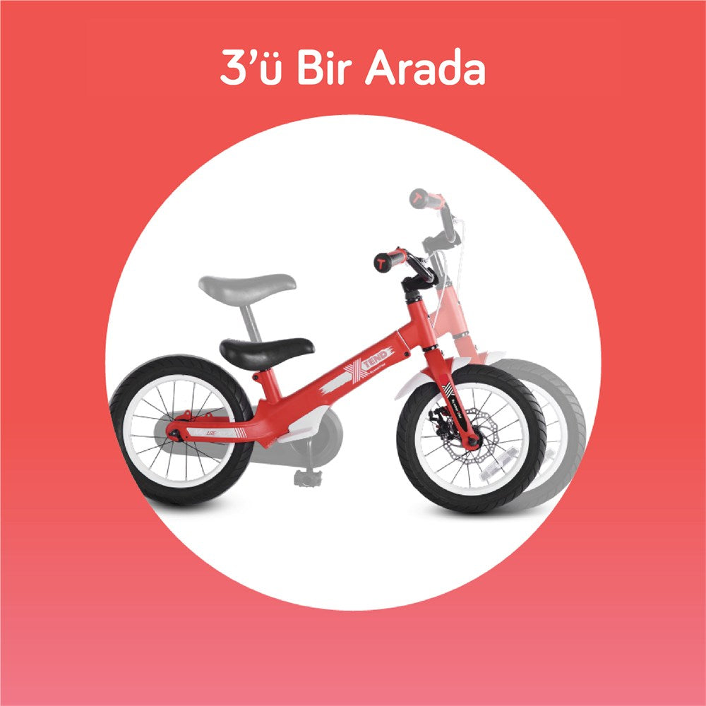 SmarTrike Xtend 3'ü 1 Arada Büyüyen Çocuk Bisikleti, 3-7 Yaş için Dengeden Pedala Eğitim Bisikleti - Red