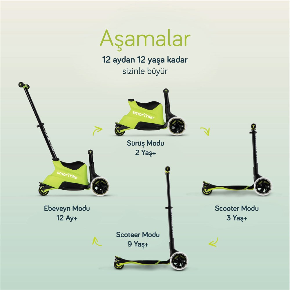 SmarTrike Xtend Büyüyebilen Ride On Scooter (1 - 12 Yaş) - Lime