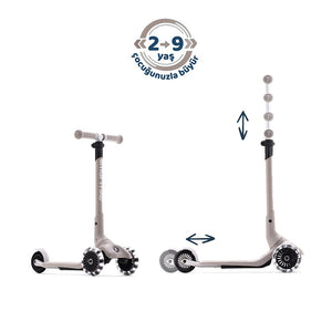 SmarTrike Xtend Mini+ 2 Aşamalı Büyüyen Çocuk Scooter – 2-9 Yaş Katlanabilir LED Tekerlekli - Space Grey