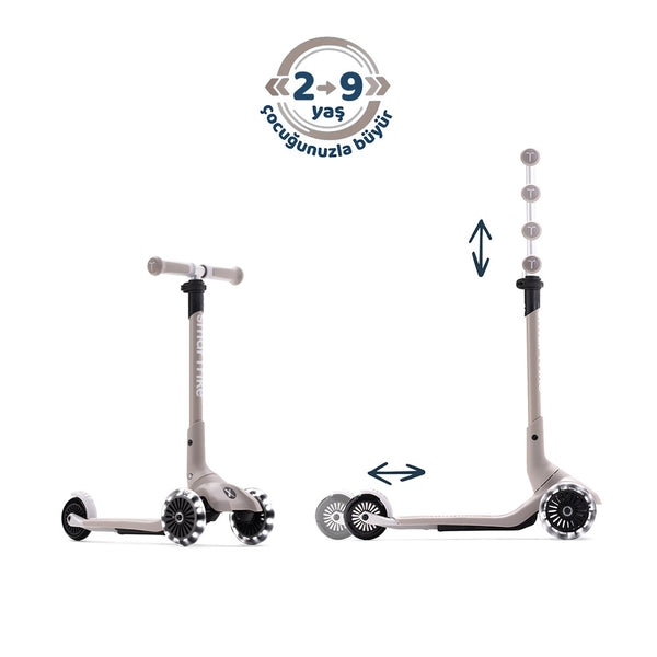 SmarTrike Xtend Mini+ 2 Aşamalı Büyüyen Çocuk Scooter – 2-9 Yaş Katlanabilir LED Tekerlekli - Space Grey