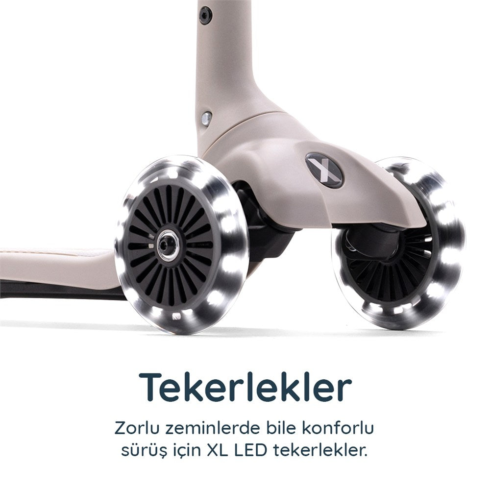 SmarTrike Xtend Mini+ 2 Aşamalı Büyüyen Çocuk Scooter – 2-9 Yaş Katlanabilir LED Tekerlekli - Space Grey