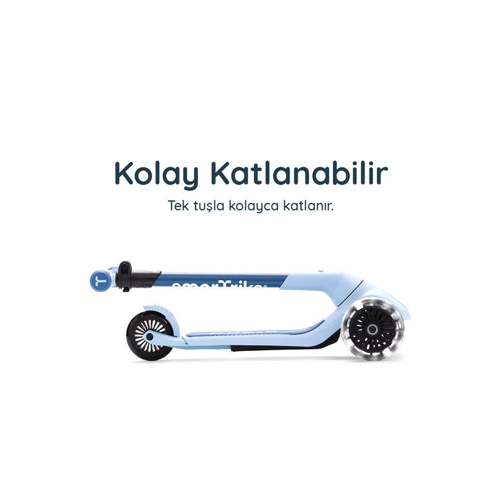SmarTrike Xtend Mini-Ride 4 Aşamalı Büyüyen Oturaklı Scooter – 1-9 Yaş Katlanabilir LED Tekerlekli - Arctic Blue