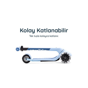 SmarTrike Xtend Mini-Ride 4 Aşamalı Büyüyen Oturaklı Scooter – 1-9 Yaş Katlanabilir LED Tekerlekli - Arctic Blue