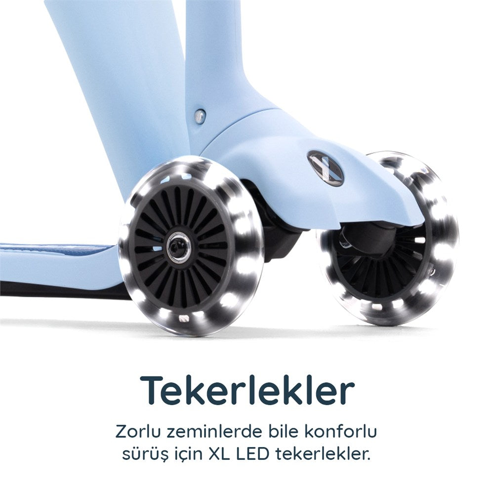 SmarTrike Xtend Mini-Ride 4 Aşamalı Büyüyen Oturaklı Scooter – 1-9 Yaş Katlanabilir LED Tekerlekli - Arctic Blue