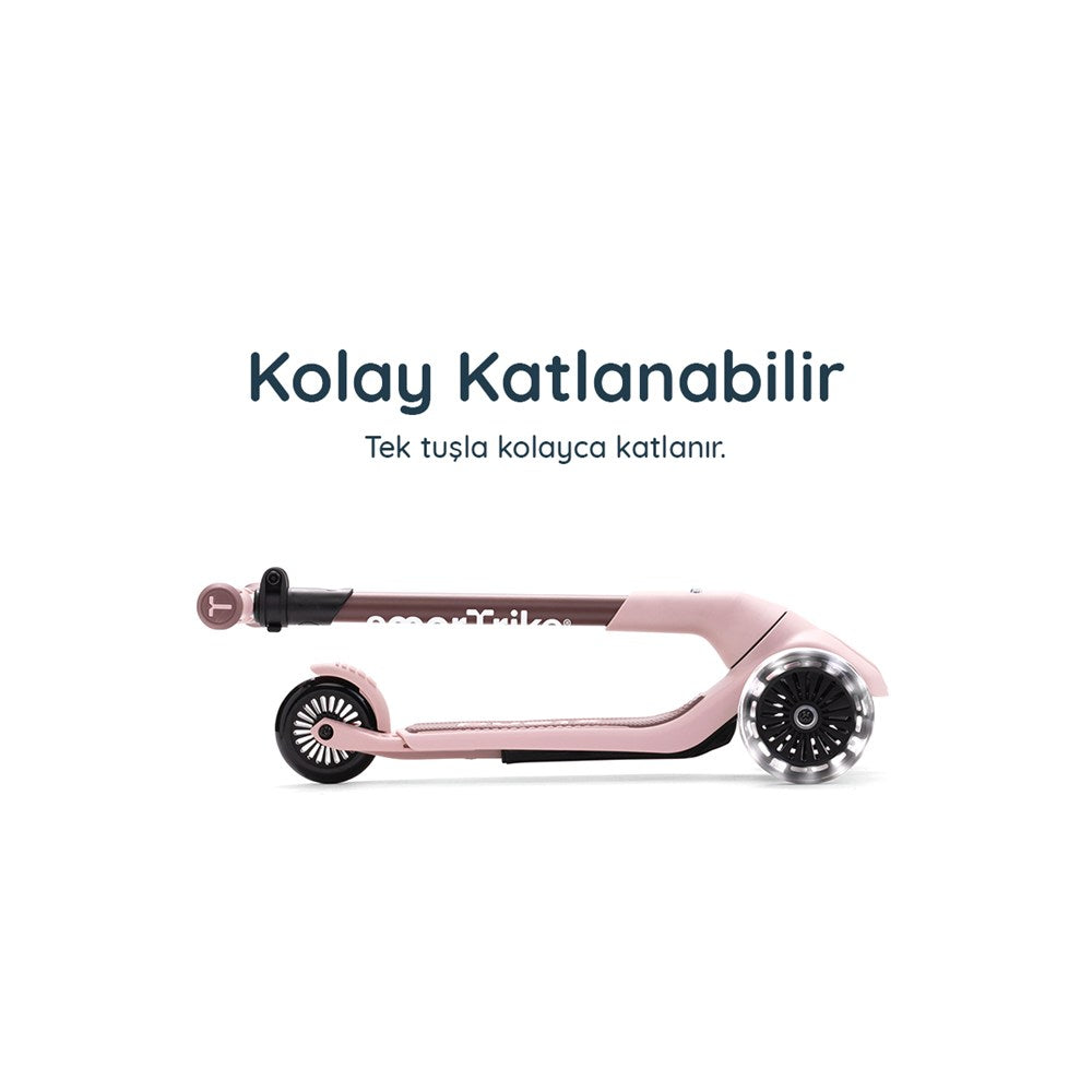 SmarTrike Xtend Mini-Ride 4 Aşamalı Büyüyen Oturaklı Scooter – 1-9 Yaş Katlanabilir LED Tekerlekli - Coral Pink