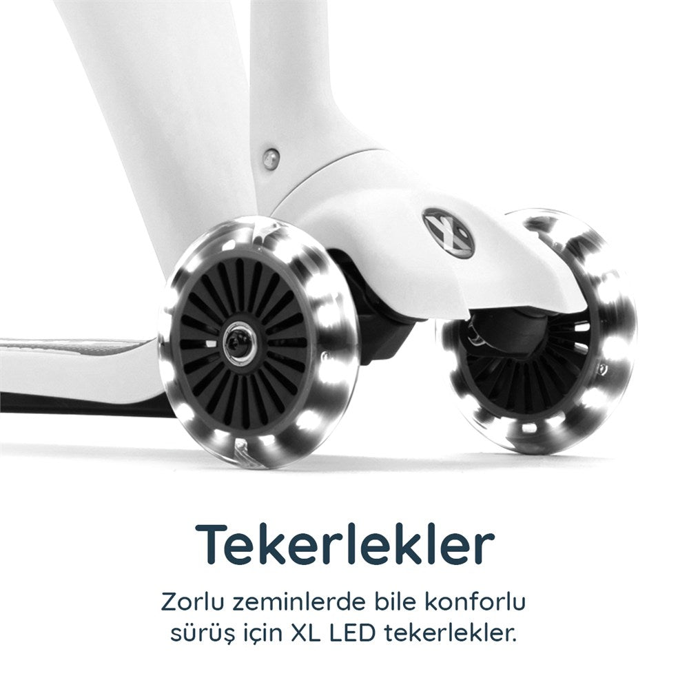 SmarTrike Xtend Mini-Ride 4 Aşamalı Büyüyen Oturaklı Scooter – 1-9 Yaş Katlanabilir LED Tekerlekli - Pearl Grey