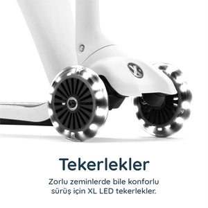 SmarTrike Xtend Mini-Ride 4 Aşamalı Büyüyen Oturaklı Scooter – 1-9 Yaş Katlanabilir LED Tekerlekli - Pearl Grey