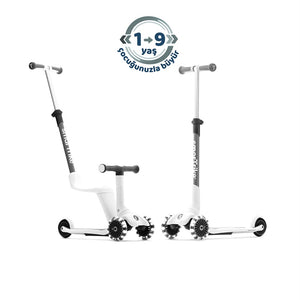 SmarTrike Xtend Mini-Ride 4 Aşamalı Büyüyen Oturaklı Scooter – 1-9 Yaş Katlanabilir LED Tekerlekli - Pearl Grey