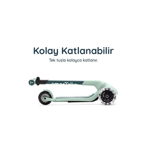 SmarTrike Xtend Mini-Ride 4 Aşamalı Büyüyen Oturaklı Scooter – 1-9 Yaş Katlanabilir LED Tekerlekli - Sage Green