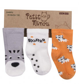 Petit Minou Erkek Bebek 3Lü Altıbaskılı Roar Soket Çorap