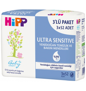Hipp Ultra Sensitive Yenidoğan Temizlik ve Bakım Mendilleri 3 lü Paket 52 Yaprak