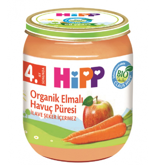 Hipp Kavanoz Mamaları Organik Elmalı Havuç Püresi 125 gr