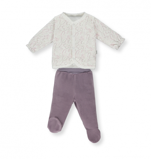 Bebetto Kız Bebek Patikli Pijama Takımı 2Li Violets And Roses