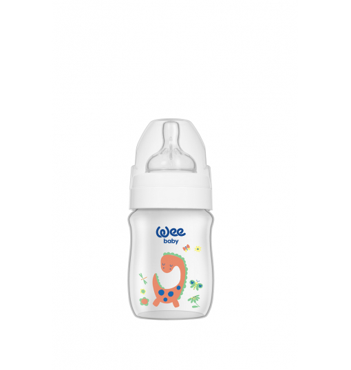 Wee Baby Klasik Plus Geniş Ağızlı PP Biberon 150 ml - BEYAZ DİNOZOR