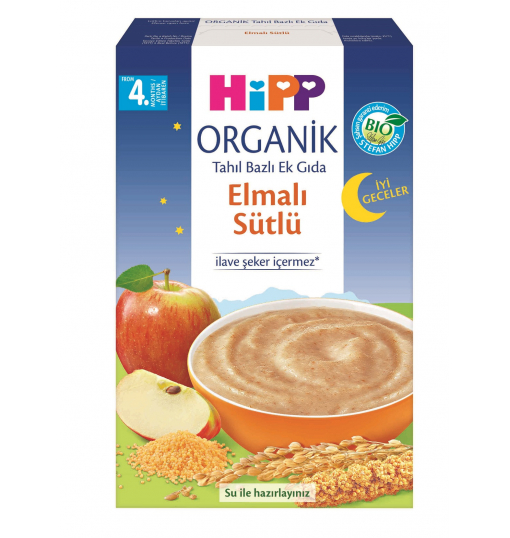 Hipp Organik Tahıl Bazlı Ek Gıda Organik Sütlü Elmalı 250 gr