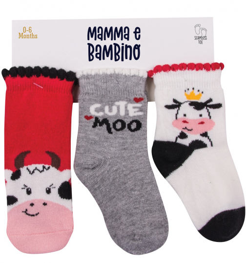 Mamma E Bambino Kız 3Lü Cute Moo Soket Çorap