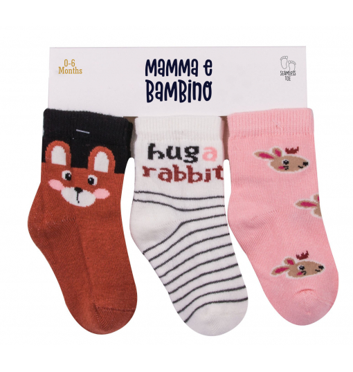Mamma E Bambino Kız 3Lü Simli Rabbit Soket Çorap