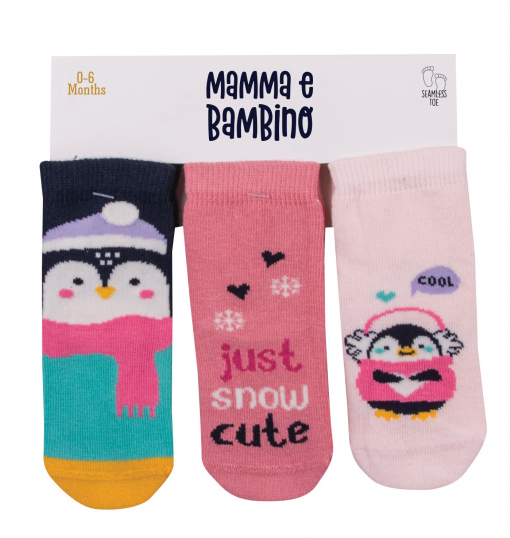 Mamma E Bambino Kız 3Lü Cute Penguin Soket Çorap