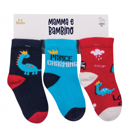 Mamma E Bambino Erkek 3Lü Prince Dino Soket Çorap