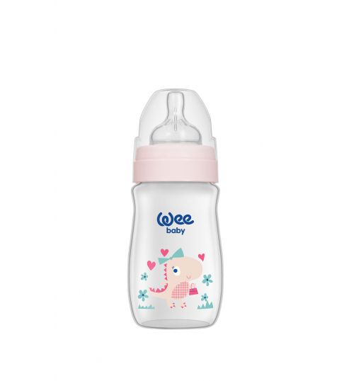 Wee Baby Klasik Plus Geniş Ağızlı PP Biberon 250 ml - Pembe Dinazor