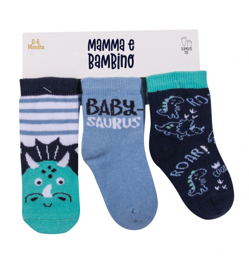 Mamma E Bambino Erkek 3Lü Baby Dinasaur Soket Çorap