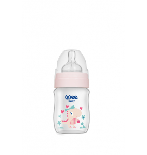 Wee Baby Klasik Plus Geniş Ağızlı PP Biberon 150 ml - Pembe Dinazor