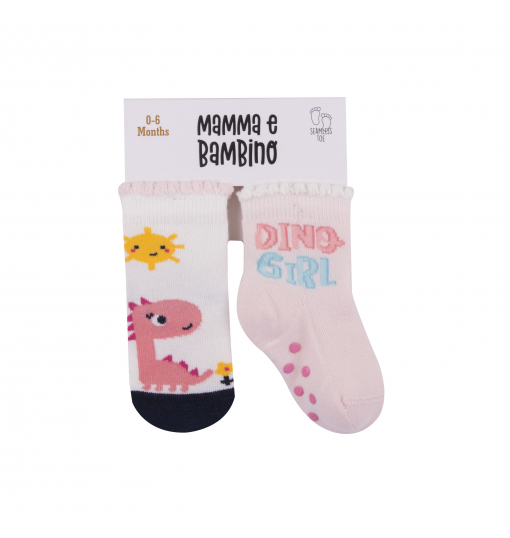 Mamma E Bambino Kız Bebek 2Li Abs Dino Girl Soket Çorap
