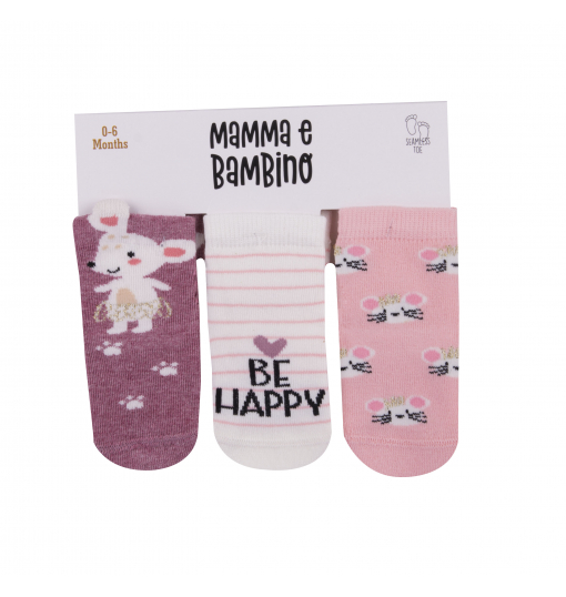 Mamma E Bambino Kız Bebek 3Lü 3D Simli Mouse Soket Çorap