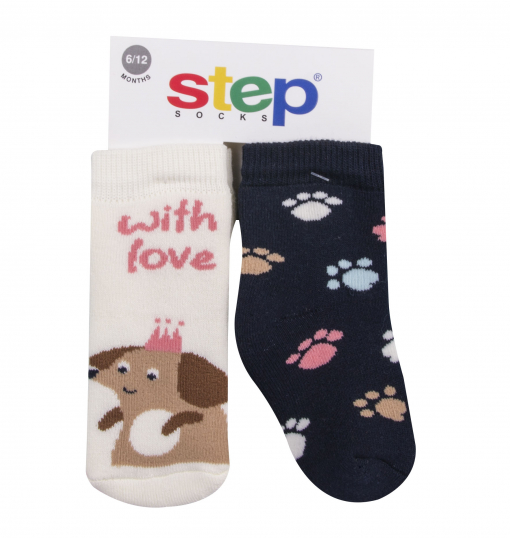 Step Kız Çocuk 2Li Havlu Altıbaskılı Wıth Love Soket Çorap