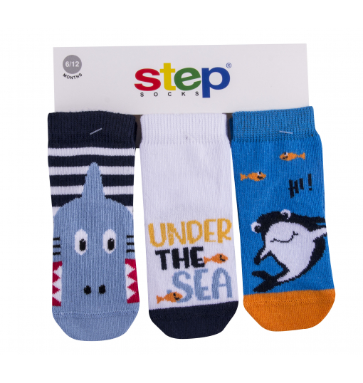 Step Erkek Bebek 3Lü Shark Çorap