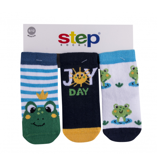 Step Erkek Bebek 3Lü Joy Frog Çorap