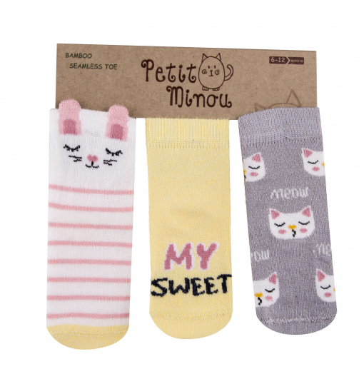 Petit Minou Kız Bebek 3Lü 3D My Sweet Çorap