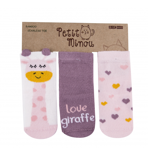 Petit Minou Kız Bebek 3Lü 3D Love Gıraffe Çorap