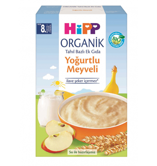 Hipp Organik Tahıl Bazlı Ek Gıda Organik Sütlü Yoğurtlu Meyveli 250 gr