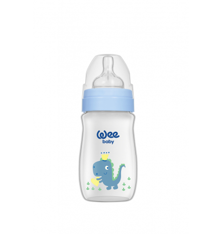 Wee Baby Klasik Plus Geniş Ağızlı PP Biberon 250 ml - Mavi Dinazor