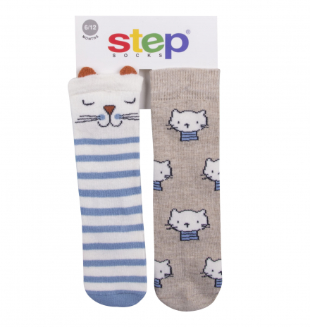 Step Erkek Çocuk 2Li Havlu Altıbaskılı Cat Soket Çorap