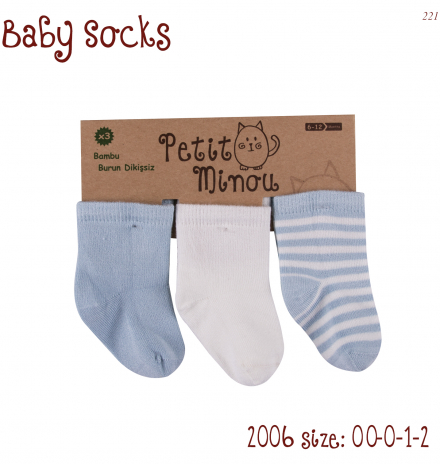 Petit Minou Erkek Bebek 3Lü Basıc Boy Çorap