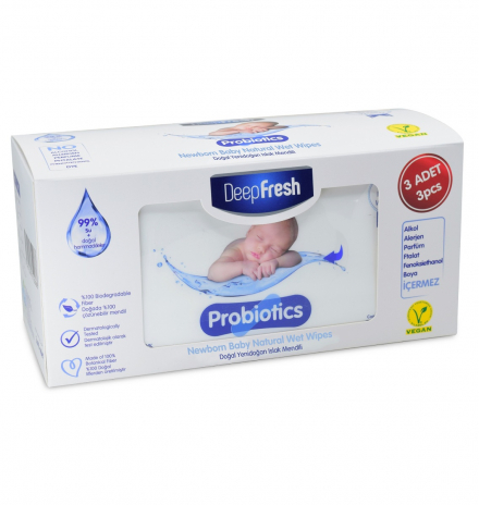 Deep Fresh Probiyotik Yenidoğan Islak Mendil 3lü Paket 120 Yaprak